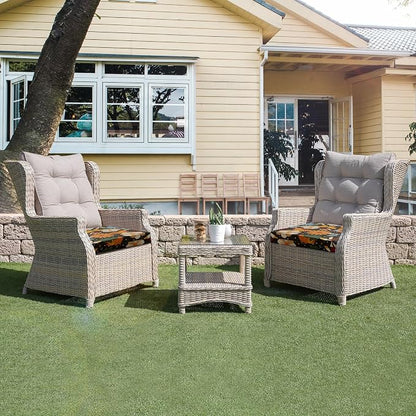 Outdoor Chair Cushions, Set of 4, 24"*24"*4", Water Resistant, Flower | High-Density Foam Patio Cushions with Ties, UV & Fade Resistant, Square Corner Seat Cushions for Outdoor Furniture