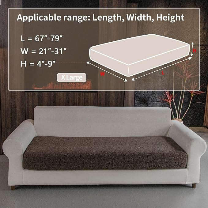 OHSIO Couch Cushion Covers for Sectional Sofa, Stretch Soft Sofa Slipcovers Washable Wear-Resistant Universal Furniture Protector for Living Room(1 Piece Oversized Cover, Brown)