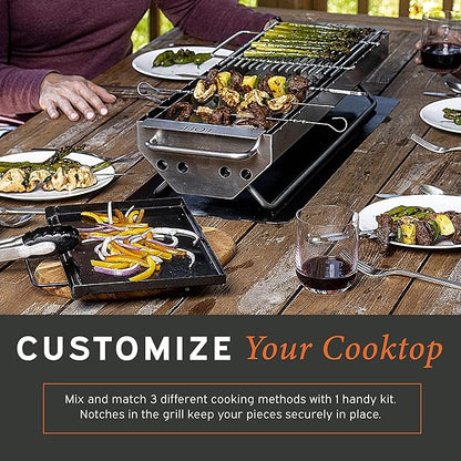 Hickory Summit Hibachi Grill Outdoor Complete Kit - Yakitori Grill - Japanese Tabletop Grilling - Konro Mangal - Binchotan Charcoal BBQ - Perfect for the Park and Your Backyard