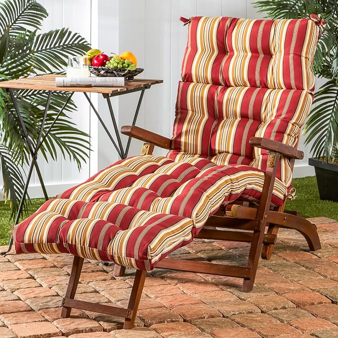 Greendale Home Fashions 72 x 22-inch Outdoor Chaise Lounge Cushion, Tuscan Stripe