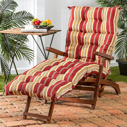 Greendale Home Fashions 72 x 22-inch Outdoor Chaise Lounge Cushion, Tuscan Stripe