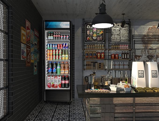 KoolMore Commercial One Glass Door Display Upright Beverage Refrigerator Cooler Merchandiser - 12 Cu. Ft [Black] (MDR-1GD-12C)