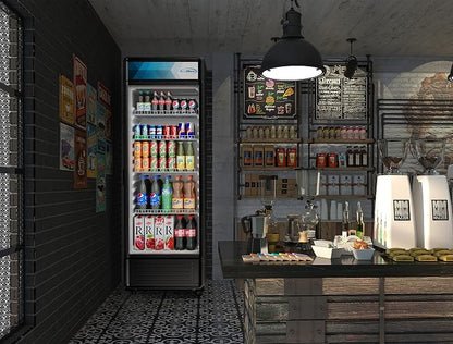 KoolMore Commercial One Glass Door Display Upright Beverage Refrigerator Cooler Merchandiser - 12 Cu. Ft [Black] (MDR-1GD-12C)