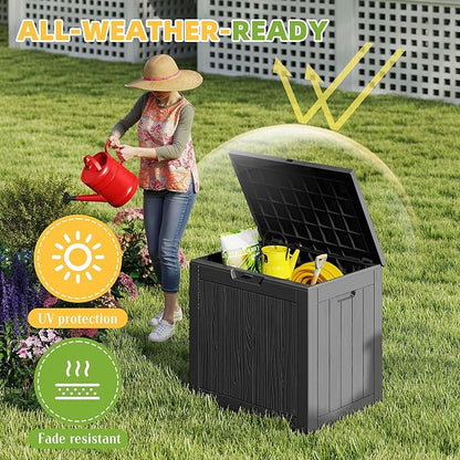 Resin Deck Box Outdoor Storage Box Waterproof for Patio Furniture,Outdoor Cushions,Garden Tools and Pool Suppliesblack