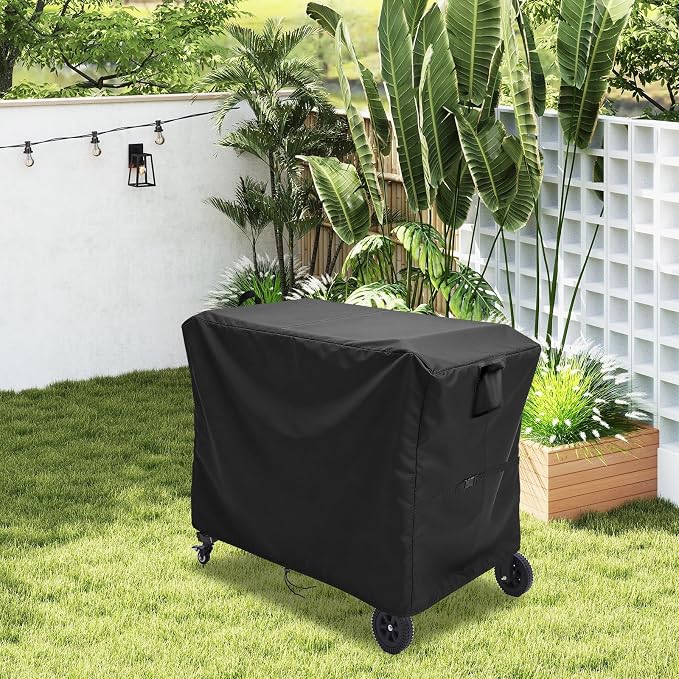 Outdoor Dining Grill Cart Cover - 51" D x 25" W x 32" H, 600D Grill Cart Cover for GVGBUK, Heavy Duty Waterproof BBQ Food Prep Table Covers, Black