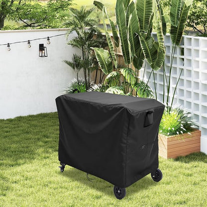 Outdoor Dining Grill Cart Cover - 51" D x 25" W x 32" H, 600D Grill Cart Cover for GVGBUK, Heavy Duty Waterproof BBQ Food Prep Table Covers, Black