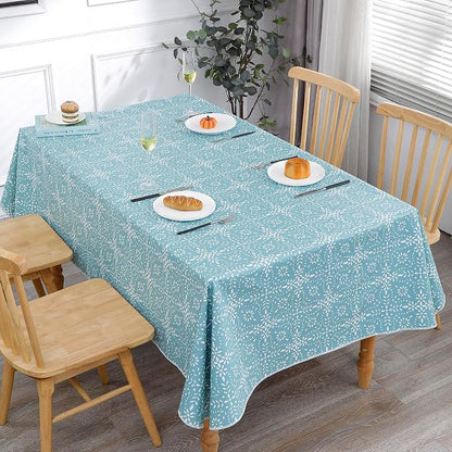 Walrus Heavy Duty Vinyl Tablecloth with Flannel Backing Waterproof Oil-Proof Plastic Table Cloth Stain-Resistant Wipeable Table Cover for Indoor and Outdoor (Perforated Floral,60x84 Inch)