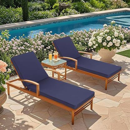 Only Choice Chaise Lounge Cushion, Outdoor Chair Cushions for Pool Side Chaise Lounge, Patio (Navy Blue-2 pc)