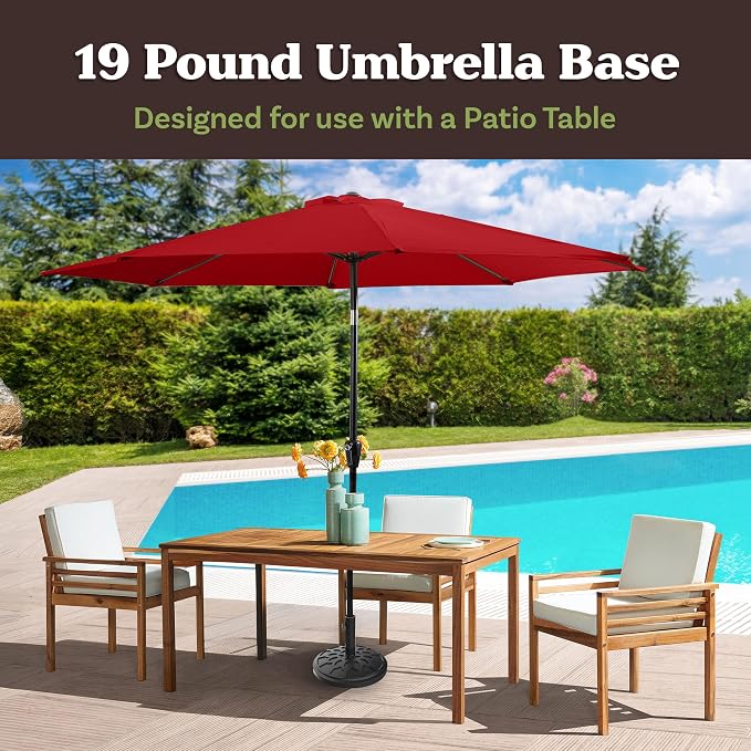 Pure Garden Outdoor Umbrella Base, 19lb, Black