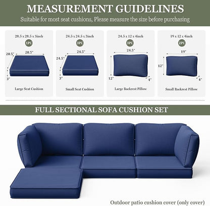9 Pcs Outdoor Patio Cushions Covers Replacement Sets, Covers Only | 9 Pcs Patio Cushions Covers Replacement UV Resistant, Water Anti-Slip, Heavy-Duty Zippers for 5 Pcs Patio Furniture Set
