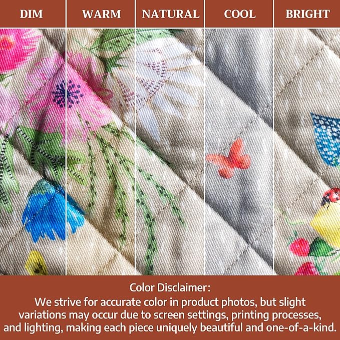 Maison d'Hermine Oven Gloves 100% Cotton Oven Mitt 7" x 13" with Loop Heat Resistant BBQ Cooking Gloves Baking Grilling Kitchen Hotel Home Farmhouse Spring Summer (Pack of 1, Jardin D'Ete - Fog)