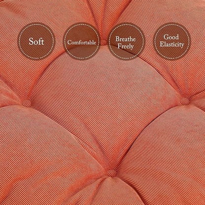 Tiita Chair Cushion Pads with Ties 18x18 Inch, Square Seat Floor Pillows Pad, Tufted Outdoor Patio Cushions, Dining Chairs Pillows Set of 2,Orange