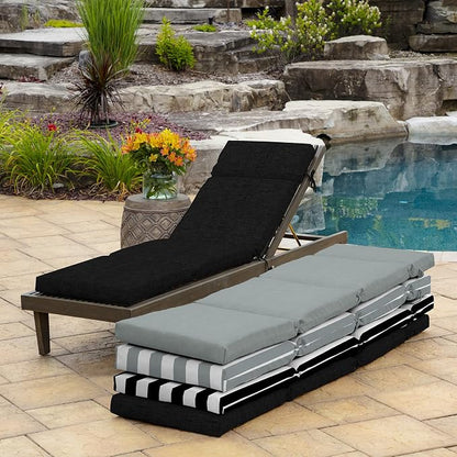 Arden Outdoor Chaise Cushion, 21 in x 72 in, Weather-Proof, Rain-Proof, Fade Resistant Patio Cushion for Chaise Lounger Black Leala | Lounge Cushion, Weather-Proof, Rain-Proof, Fade Resistant for Chaise Lounger, Mold and Mildew Resistant
