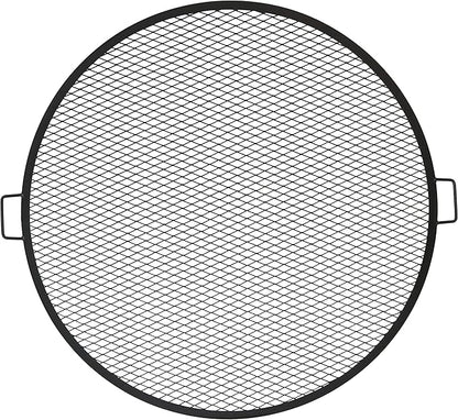 Sunnydaze X-Marks Outdoor Fire Pit Grill Grate for Cooking - Round Fire Pit Grate - Steel Campfire BBQ Grill with Handles - 40-Inch