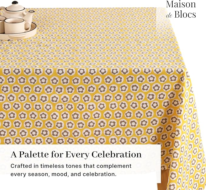 100% Cotton Hand Block Printed, Tablecloth for Kitchen, Dining, Table Cover for Parties, Chritmas, Weddings, Barbecues and Summer picnics Table Cloth