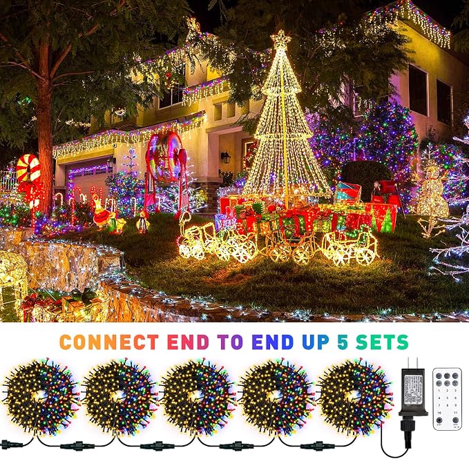 JMEXSUSS 200 LED Color Changing Christmas Lights, Warm White & Multicolor | 66ft, Plug in, Connectable, Waterproof, String Lights with Remote, Christmas Tree Lights for Indoor Outdoor Christmas Decor