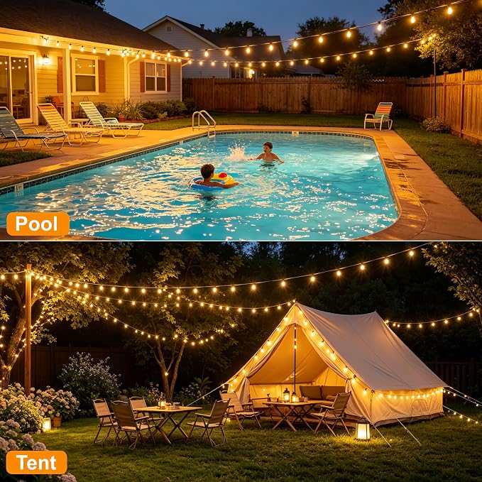 150FT Outdoor String Lights with Remote, Garden Patio Decor with 2500K Warm White, 75+3 LED Edison Bulbs, Support Timer Dimmable Waterproof Shatterproof for Yard Outside Porch Deck Backyard (24v)