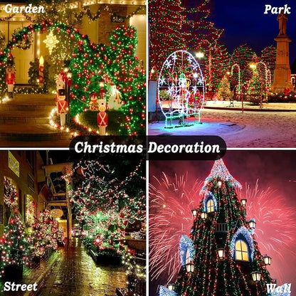 KNONEW Outdoor Christmas Lights 500 LED 197ft String Lights 8 Modes & Memory Fairy Light Plug in Waterproof LED String Lights for Xmas Yard Tree Wedding Decoration (Red and Green)