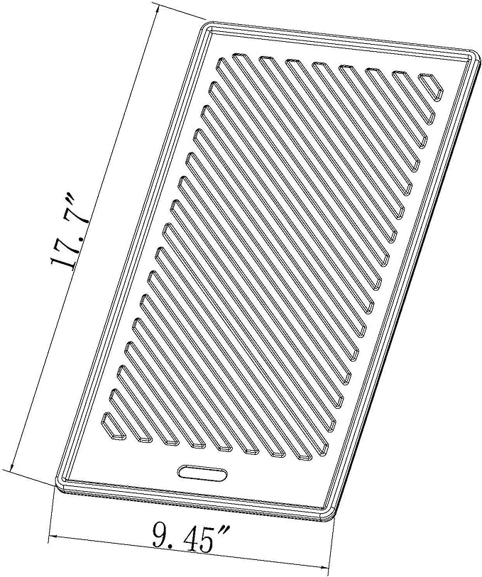 Monument Grills 9.45" x 17.7" 96333 Reversible Cast Iron Cooking Plate for Monument Denali 405, Denali 425, 35633, 24633, 24367, 41847NG, 77352