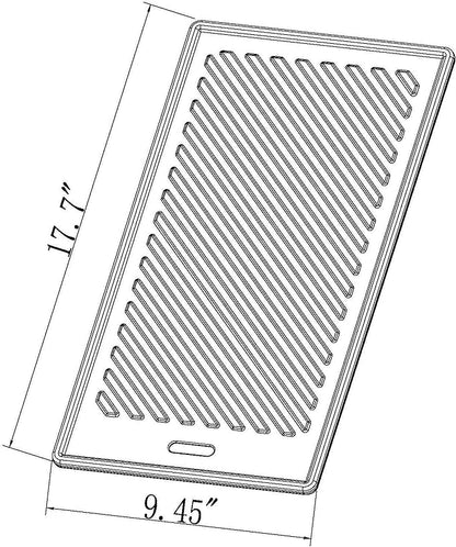 Monument Grills 9.45" x 17.7" 96333 Reversible Cast Iron Cooking Plate for Monument Denali 405, Denali 425, 35633, 24633, 24367, 41847NG, 77352