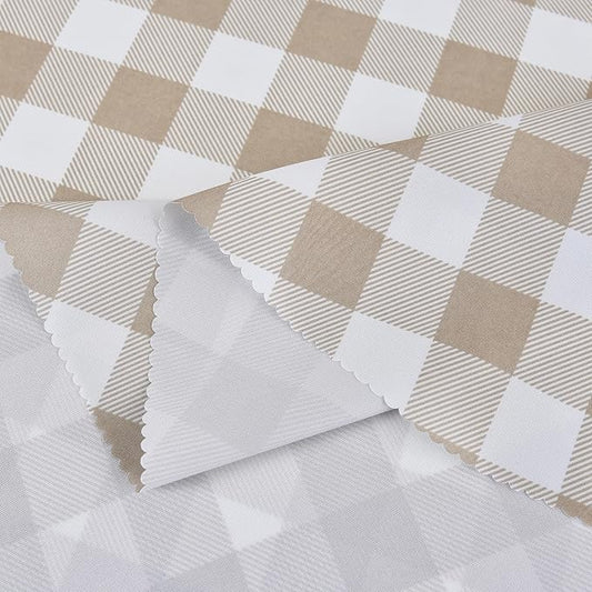 Waterproof Plaid Tablecloth Fabric - Round 58 Inch Classic Gingham Checker Table Cloth for Indoor/Outdoor Use - Buffalo Table Cover for Picnics, BBQs, and Parties
