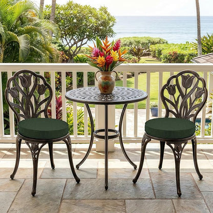 Outdoor Round Chair Cushions 15 Inch, Set of 4, Black | Fade-Resistant, Water-Resistant, Bistro Chair Seat Pads for Porch Garden Balcony Patio Furniture Stools, Non-Slip Bottom