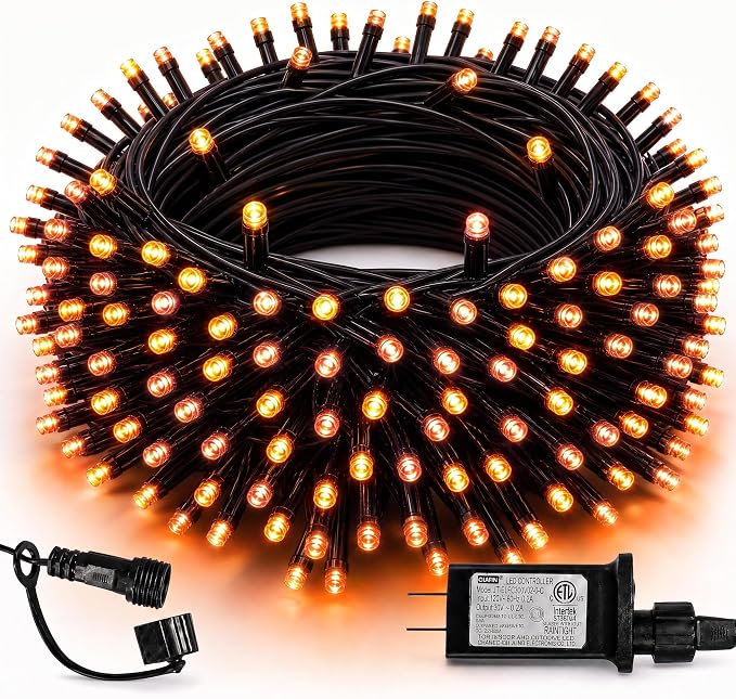 TW SHINE Halloween Lights, 200 LED 66FT Outdoor Halloween Lights Plug in with 8 Modes, Waterproof Light Outdoor, Indoor Decorations for Party Yard Haunted House Decor, Orange
