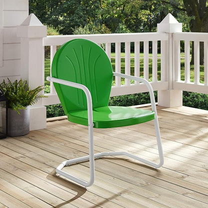 Crosley Furniture Griffith Outdoor Chair, Retro Metal Patio Chairs for Dining, Porch, Deck, Balcony, Grasshopper Green