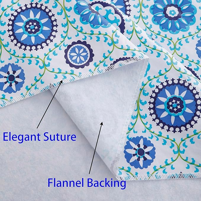 Heavy Duty Vinyl Tablecloth with Flannel Backing Waterproof Oil-Proof Plastic Table Cloth Stain-Resistant Wipeable Rectangle or Square Table Cover for Indoor and Outdoor (Floral Vine,52x70 Inch)