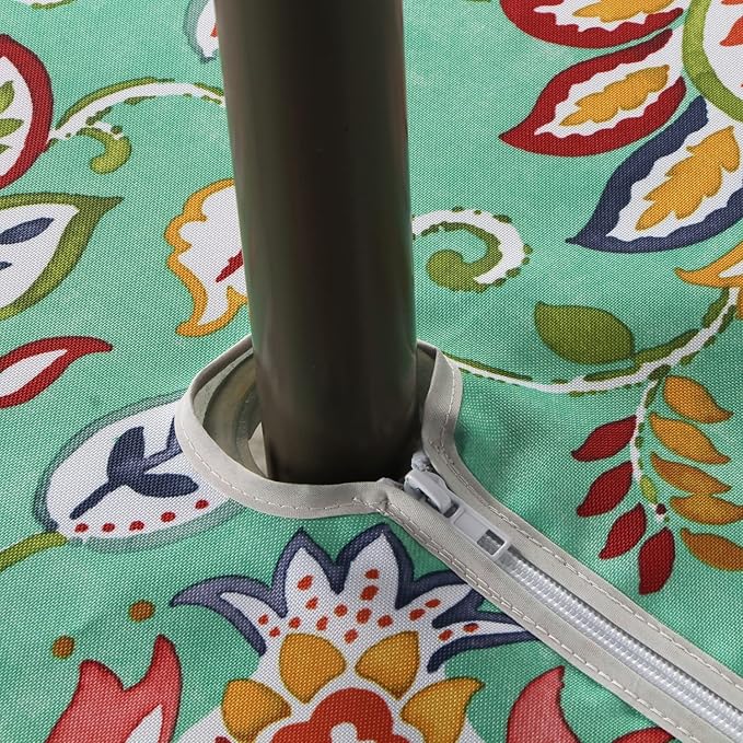 EHouseHome Outdoor Indoor Tablecloth with Umbrella Hole for Oval Table,Waterproof Patio Table Cloths, Spring/Summer Table Covers with Zipper for Backyard Circular Table/BBQs/Picnic,60 x 84 inches