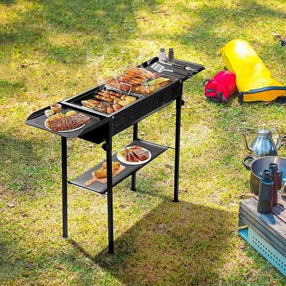 Portable Charcoal Grills for Outdoor BBQ, Foldable Kabob Barbecue Grill for Camping Hibachi BBQ Griddle Lamb Skewer in Garden Backyard Party Picnic Travel Outdoor Cooking