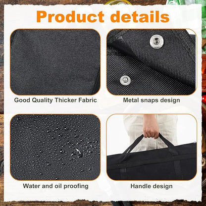 Amylove 2 Pcs Grill Utensil Storage Bag 20" Extra Thick Canvas Barbecue Grill Tool Storage Bag Carry Container Waterproof Zipper Closure, for Outdoor Grilling Camping Hiking Barbecue Accessory(Black)