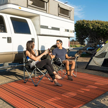 GENIMO Outdoor Rug, Waterproof Plastic Rugs for Patio, 6'x9' Carbon Orange | Outside Larger Modern Carpet Mat for Porch Decor, Deck, Balcony, Camping, RV, Backyard, Picnic, Beach, Reversible, Foldable