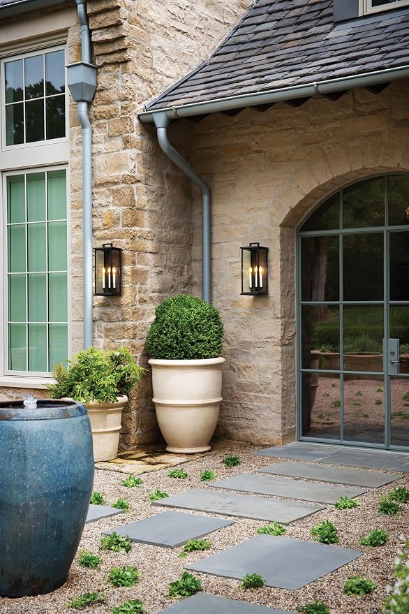 Hinkley Weymouth Large Outdoor Wall Mount Rectangle Lantern, Black