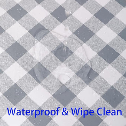 Heavy Duty Vinyl Tablecloth with Flannel Backing Waterproof Oil-Proof Plastic Table Cloth Stain-Resistant Wipeable Rectangle or Square Table Cover for Indoor and Outdoor (Grey Checkered, 54x54 Inch)