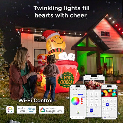 Enbrighten Eternity Permanent Outdoor Lights, 150ft with 108 RGBWIC LED Lights, App‑Controlled, Cuttable, Christmas, Accent & Year‑Round Eave Lighting, Works with Alexa & Google Home, 85102