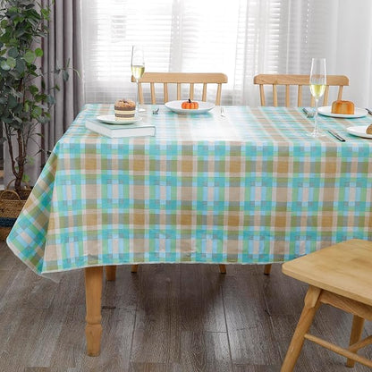 Walrus Heavy Duty Vinyl Tablecloth with Flannel Backing Waterproof Oil-Proof Plastic Table Cloth Stain-Resistant Wipeable Table Cover for Indoor and Outdoor (Multicolored Checkered,54x54 Inch)