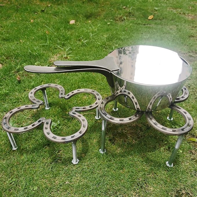 Campfire Dutch Oven Tripod For Cooking Made of Steel Horseshoes-Camping Cooking Tripod-Campfire Stand-Cast Iron Dutch Oven Tool(10.2"X 10.2")