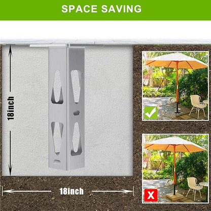 Dolibest Heavy Duty In-Ground Umbrella Base, Universal Steel Rustproof Steel Ground Umbrella Stand, Space-Saver Steel Anchor for Outdoor Offset Cantilever and Middle Pole Patio Umbrellas