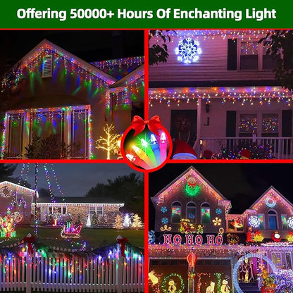 1332 LED 132FT Christmas Lights,296 Drops Icicle Lights with 12 Modes | Multicolor Icicle String Lights with Timer and Dimming for Long Rooflines, Wide Eaves, Storefronts and Wedding Backdrops