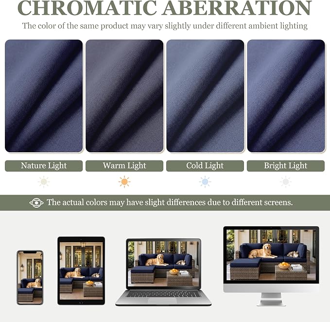 9 Pcs Outdoor Patio Cushions Covers Replacement Sets, Covers Only | 9 Pcs Patio Cushions Covers Replacement UV Resistant, Water Anti-Slip, Heavy-Duty Zippers for 5 Pcs Patio Furniture Set