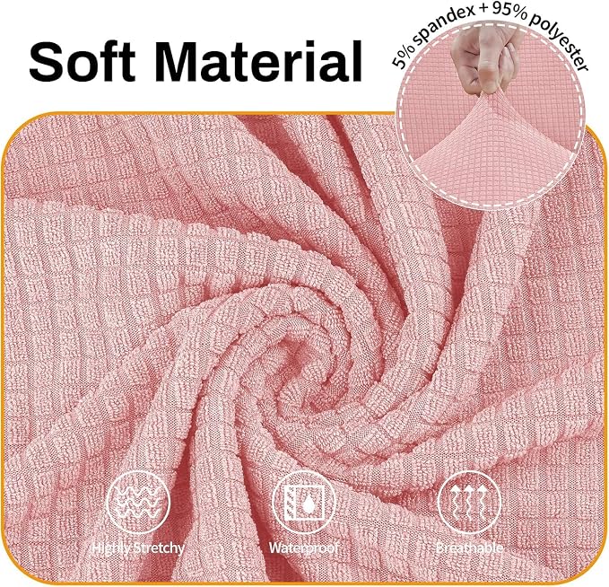 Asnomy Stretch Oversized Couch Covers for Sofa Slipcover,Pink | 1-Piece Sofa Covers Washable(94"-110") 4-Seater Furniture Protector with Non Skid Foam and Elastic Bottom for Kids, Pets