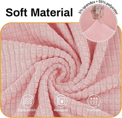 Asnomy Stretch Oversized Couch Covers for Sofa Slipcover,Pink | 1-Piece Sofa Covers Washable(94"-110") 4-Seater Furniture Protector with Non Skid Foam and Elastic Bottom for Kids, Pets