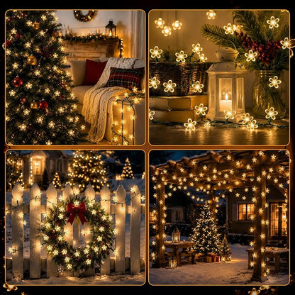 2 Pack 100 LED Solar Flower String Lights, Outdoor Waterproof,Warm White | Total 33FT Fairy Light, Cherry Blossom Christmas Lights for Garden Yard Fence Patio Christmas Tree Wedding Party Decoration