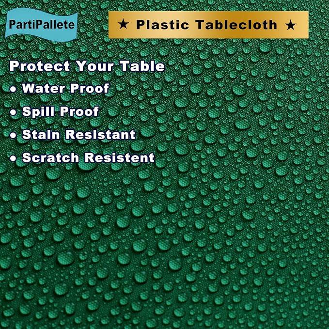 3-Pack Premium Plastic Dark Forest Green Tablecloth Disposable 54 x 108 Inch. Rectangle Table Cover Party Hunter Jungle Green Table Cloths for Parties Birthday Wedding Christmas Banquet