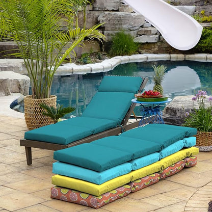 Arden Outdoor Chaise Cushion, 21 in x 72 in, Weather-Proof, Rain-Proof, Fade Resistant Patio Cushion for Chaise Lounger Lake Blue Leala | Lounge Cushion, Weather-Proof, Rain-Proof, Fade Resistant for Chaise Lounger, Mold and Mildew Resistant
