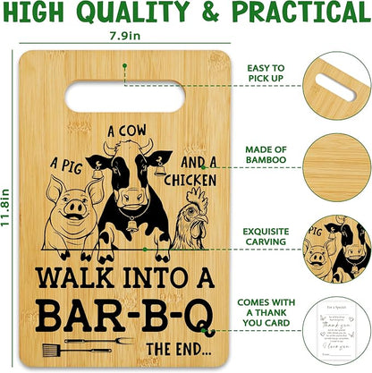 Funny Gifts for Women Men, Barbecue Bamboo Cutting Board, BBQ Charcuterie Board for Kitchen Decor, Birthday Gifts for Couple Neighbor Family Friends -13