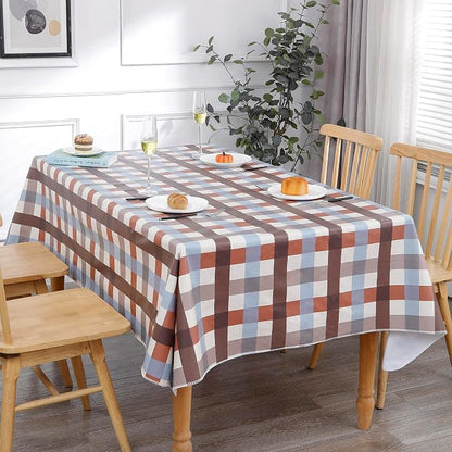 Walrus Heavy Duty Vinyl Tablecloth with Flannel Backing Waterproof Oil-Proof Plastic Table Cloth Stain-Resistant Wipeable Rectangle or Square Table Cover for Indoor and Outdoor (Checkered,54x54 Inch)