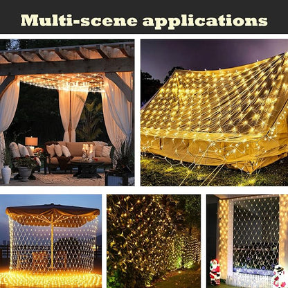 LED Net Lights, 270L 10×10 FT Outdoor Mesh Lights for patio, Pergolas