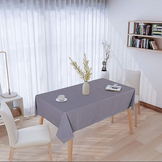 sancua Waterproof Square Vinyl Tablecloth Table Cloth 54x54 Inch, Grey | 100% Oil Spill Proof, PVC Material, Wipe Clean Table Cover for Dining Tables, Buffet Parties and Camping